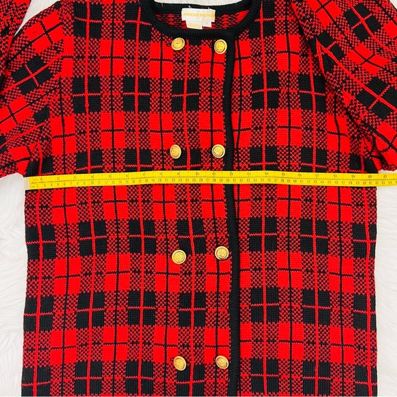 Vintage Brooks Brothers Ted Plaid 100% Wool Knit Cardigan/Blazer - Picture 8 of 11